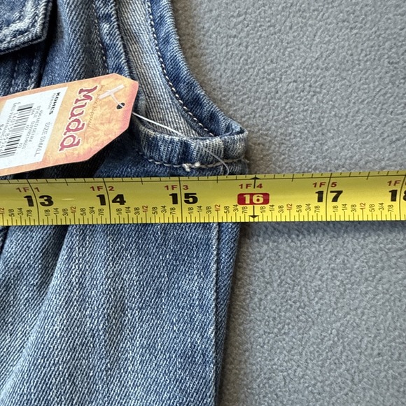 Mudd Denim Vest Womens Small Blue Distressed Medium Wash 100% Cotton NWT - Picture 7 of 8